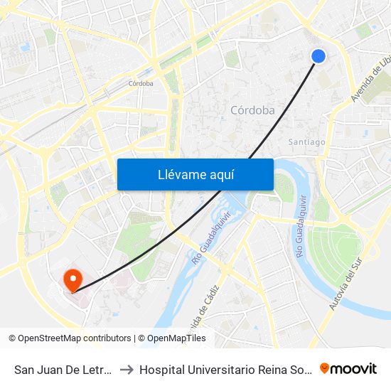 San Juan De Letrán to Hospital Universitario Reina Sofía map