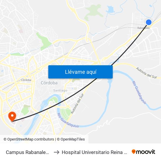 Campus Rabanales Dc to Hospital Universitario Reina Sofía map