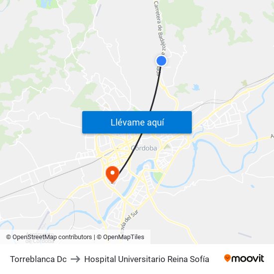 Torreblanca Dc to Hospital Universitario Reina Sofía map