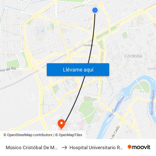 Músico Cristóbal De Morales Dc to Hospital Universitario Reina Sofía map