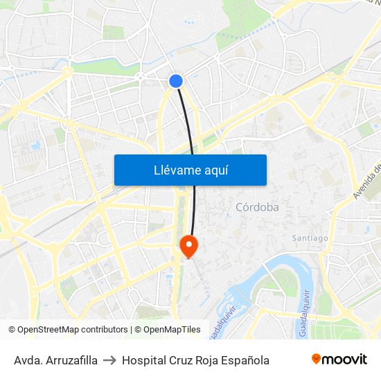 Avda. Arruzafilla to Hospital Cruz Roja Española map