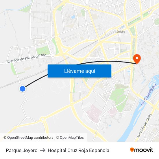 Parque Joyero to Hospital Cruz Roja Española map