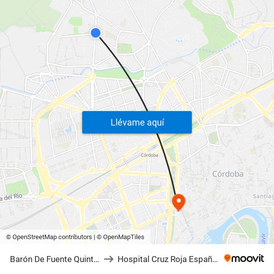 Barón De Fuente Quintos to Hospital Cruz Roja Española map