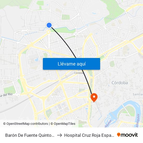 Barón De Fuente Quintos 2ª to Hospital Cruz Roja Española map