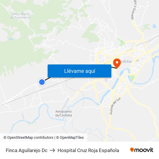 Finca Aguilarejo Dc to Hospital Cruz Roja Española map