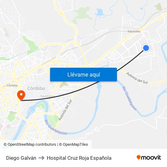 Diego Galván to Hospital Cruz Roja Española map