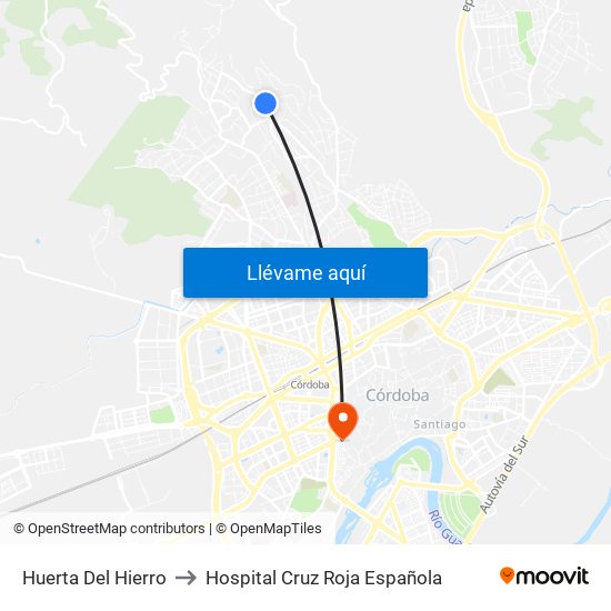 Huerta Del Hierro to Hospital Cruz Roja Española map