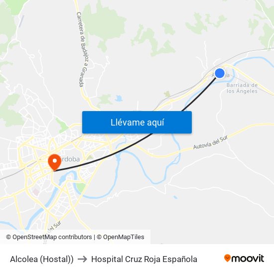 Alcolea (Hostal)) to Hospital Cruz Roja Española map
