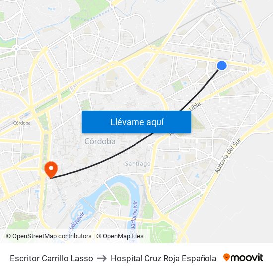 Escritor Carrillo Lasso to Hospital Cruz Roja Española map