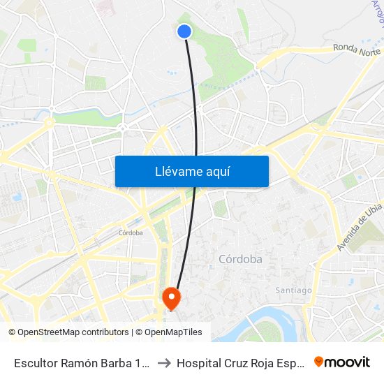 Escultor Ramón Barba 1ª D.C. to Hospital Cruz Roja Española map