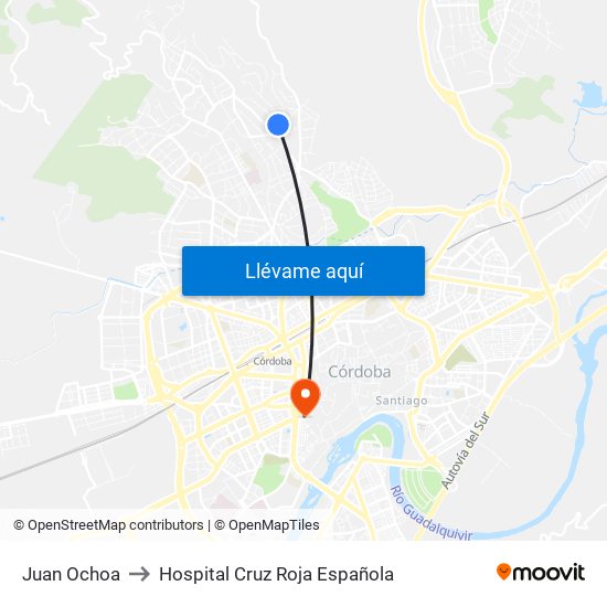 Juan Ochoa to Hospital Cruz Roja Española map