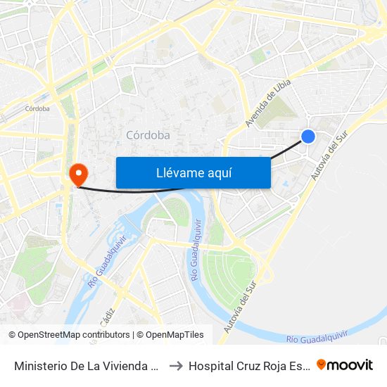 Ministerio De La Vivienda D.Fidiana to Hospital Cruz Roja Española map