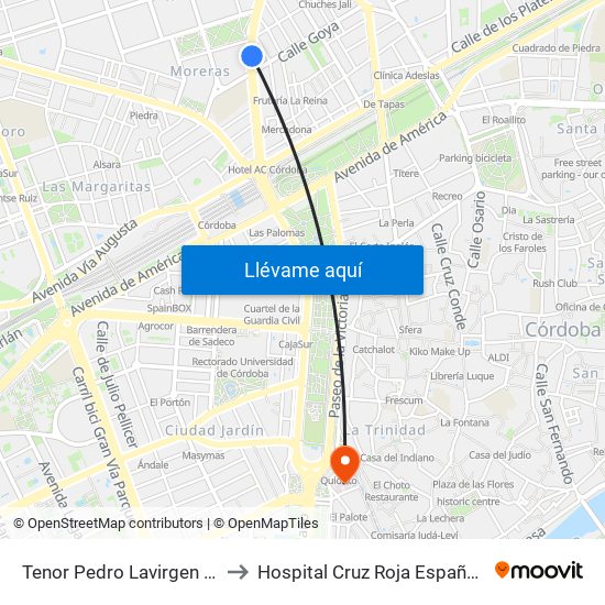 Tenor Pedro Lavirgen 1ª to Hospital Cruz Roja Española map