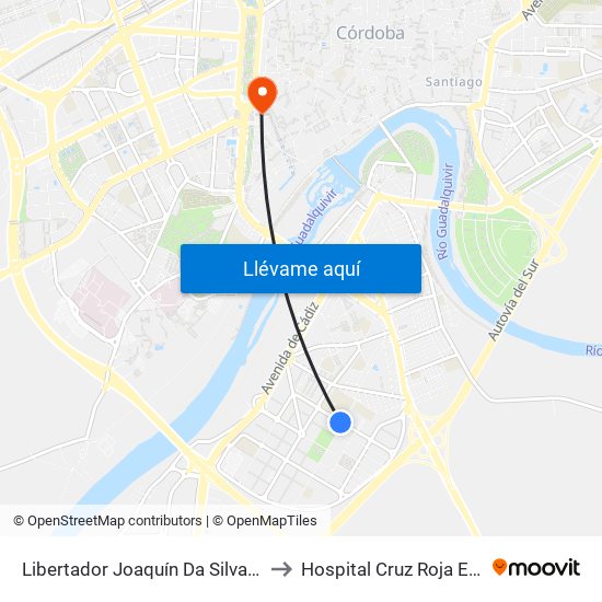 Libertador Joaquín Da Silva (Colegio) to Hospital Cruz Roja Española map