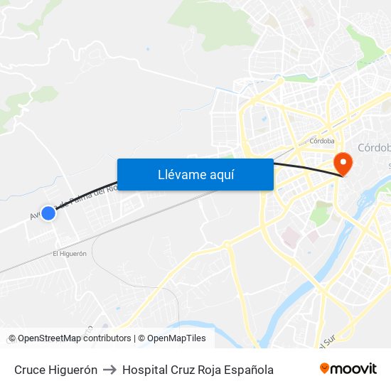 Cruce Higuerón to Hospital Cruz Roja Española map