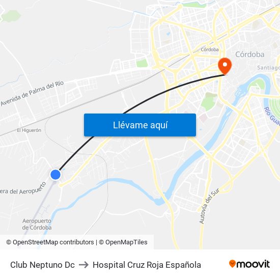 Club Neptuno Dc to Hospital Cruz Roja Española map