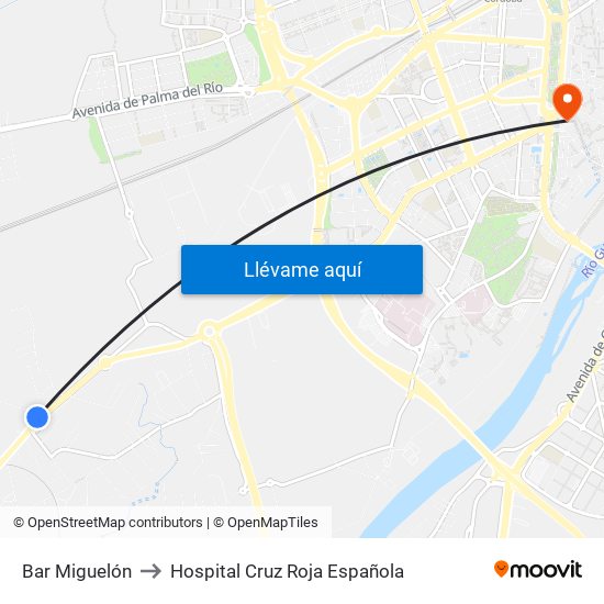 Bar Miguelón to Hospital Cruz Roja Española map