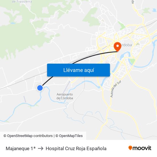 Majaneque 1ª to Hospital Cruz Roja Española map