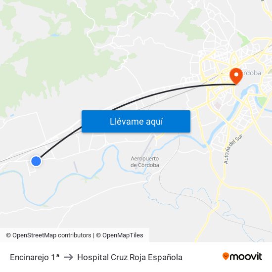 Encinarejo 1ª to Hospital Cruz Roja Española map