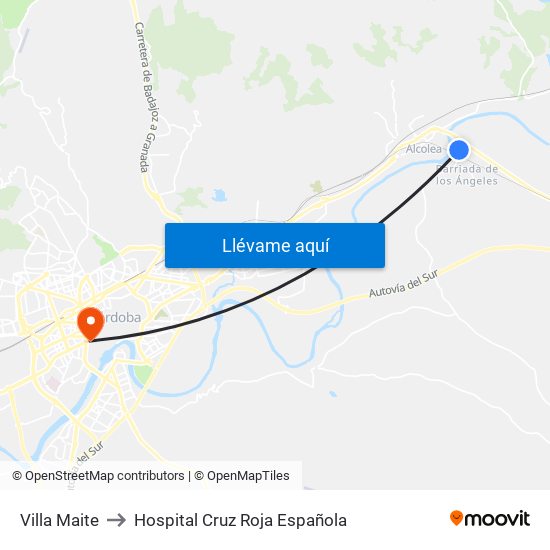 Villa Maite to Hospital Cruz Roja Española map