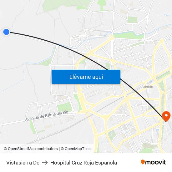 Vistasierra Dc to Hospital Cruz Roja Española map