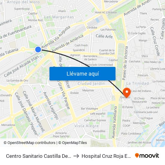 Centro Sanitario Castilla Del Pino Dc to Hospital Cruz Roja Española map