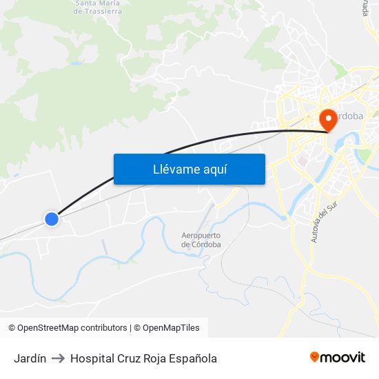 Jardín to Hospital Cruz Roja Española map