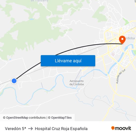 Veredón 5ª to Hospital Cruz Roja Española map