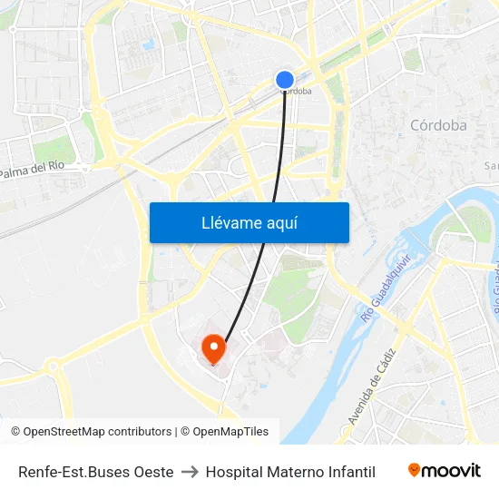 Renfe-Est.Buses Oeste to Hospital Materno Infantil map