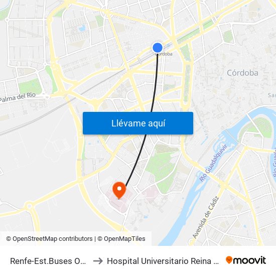 Renfe-Est.Buses Oeste to Hospital Universitario Reina Sofía map