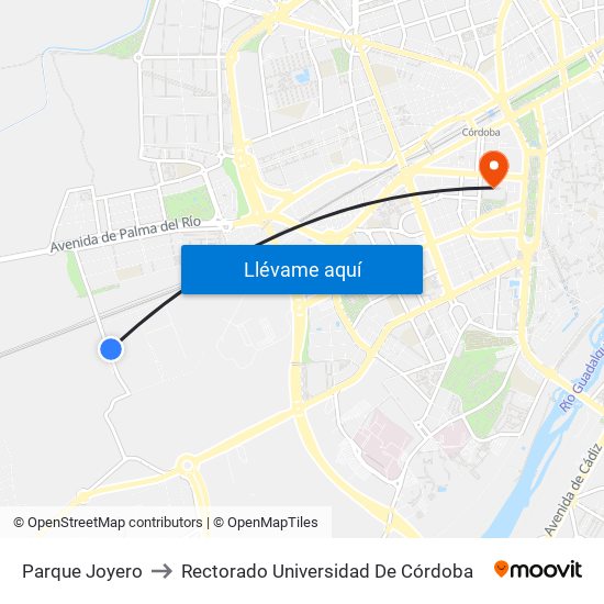 Parque Joyero to Rectorado Universidad De Córdoba map