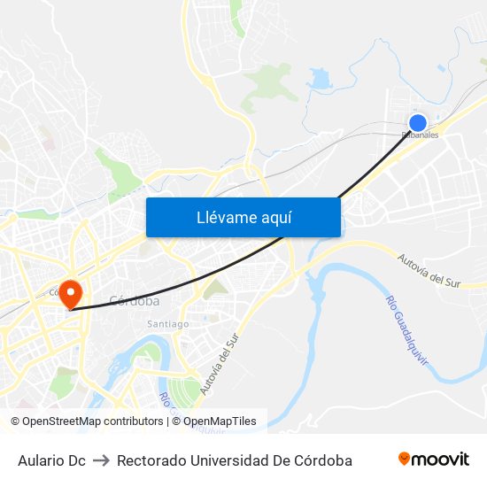 Aulario Dc to Rectorado Universidad De Córdoba map