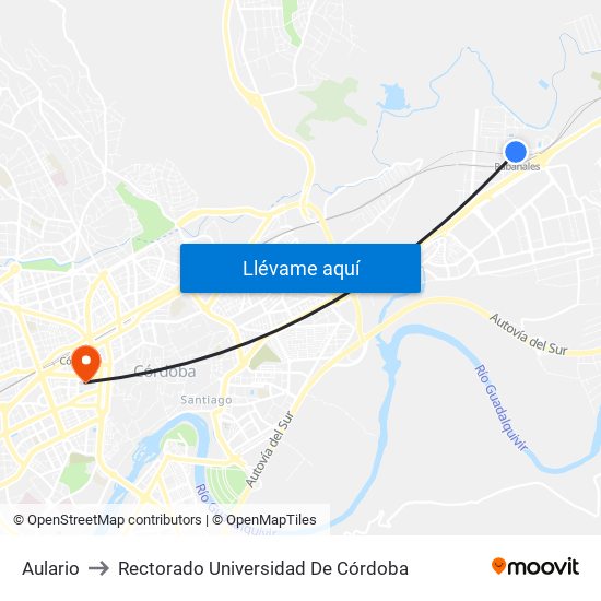 Aulario to Rectorado Universidad De Córdoba map