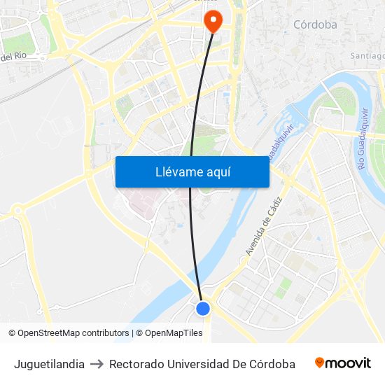 Juguetilandia to Rectorado Universidad De Córdoba map