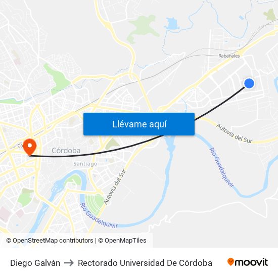 Diego Galván to Rectorado Universidad De Córdoba map