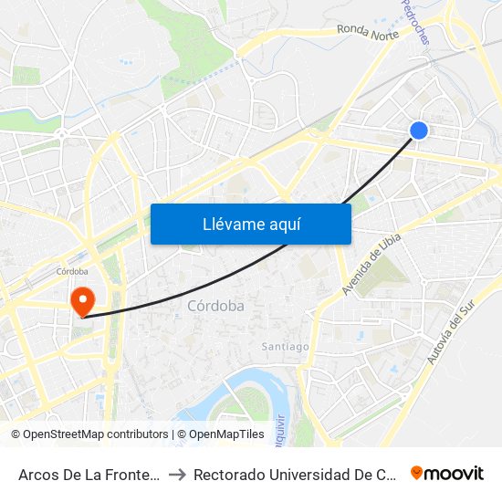 Arcos De La Frontera 2ª to Rectorado Universidad De Córdoba map