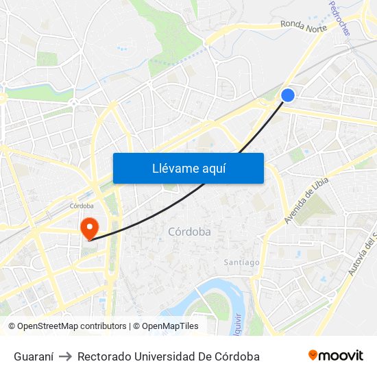 Guaraní to Rectorado Universidad De Córdoba map