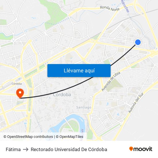 Fátima to Rectorado Universidad De Córdoba map