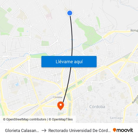 Glorieta Calasancio to Rectorado Universidad De Córdoba map