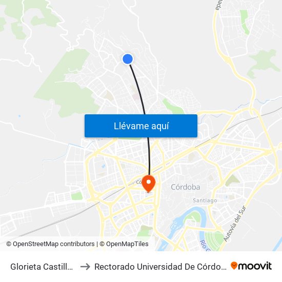 Glorieta Castilleja to Rectorado Universidad De Córdoba map