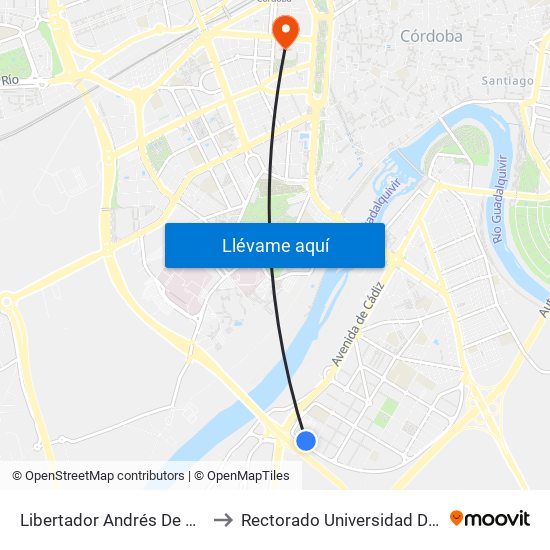 Libertador Andrés De Santa Cruz to Rectorado Universidad De Córdoba map