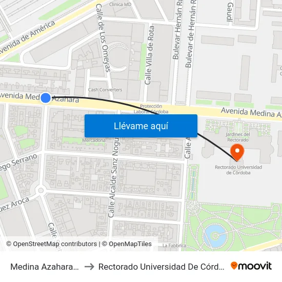 Medina Azahara 2ª to Rectorado Universidad De Córdoba map