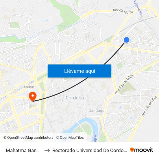 Mahatma Gandhi to Rectorado Universidad De Córdoba map
