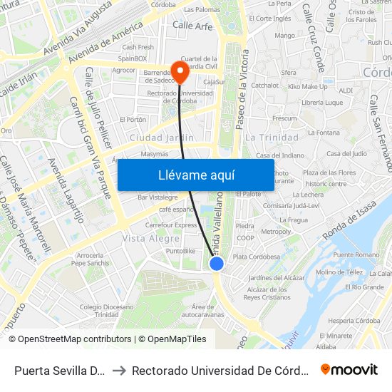 Puerta Sevilla D.C. to Rectorado Universidad De Córdoba map