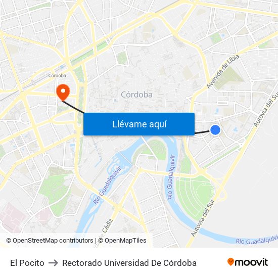 El Pocito to Rectorado Universidad De Córdoba map