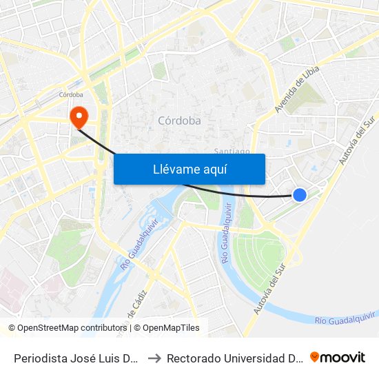 Periodista José Luis De Córdoba to Rectorado Universidad De Córdoba map