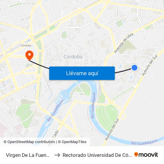 Virgen De La Fuensanta to Rectorado Universidad De Córdoba map