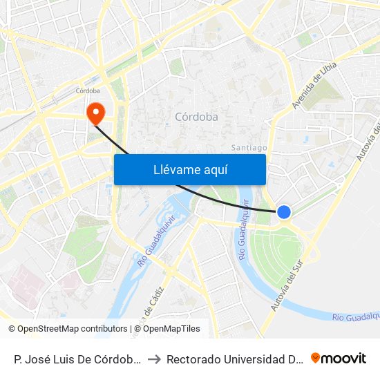 P. José Luis De Córdoba (Arenal) to Rectorado Universidad De Córdoba map