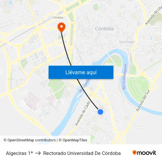 Algeciras 1ª to Rectorado Universidad De Córdoba map