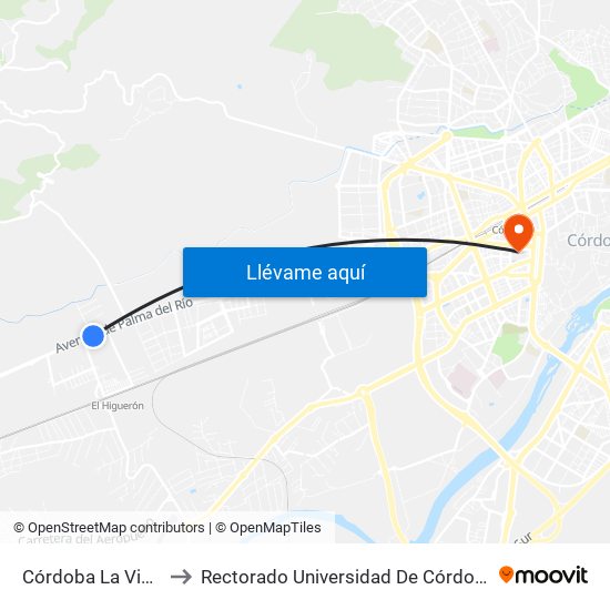 Córdoba La Vieja to Rectorado Universidad De Córdoba map